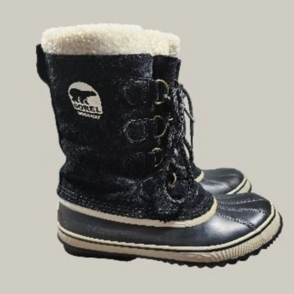 Sorel Caribou Waterproof Winter‎ Snow Boots Womens 9.5 Black Sherpa Lined 9.5
